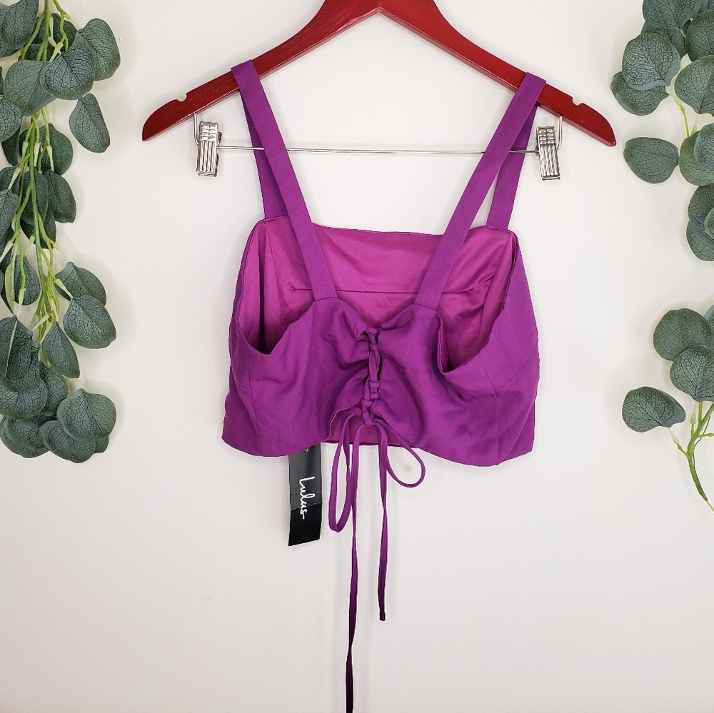 LuLu's Purple Tie Back Crop Top | Large | NWT - Picture 4 of 8